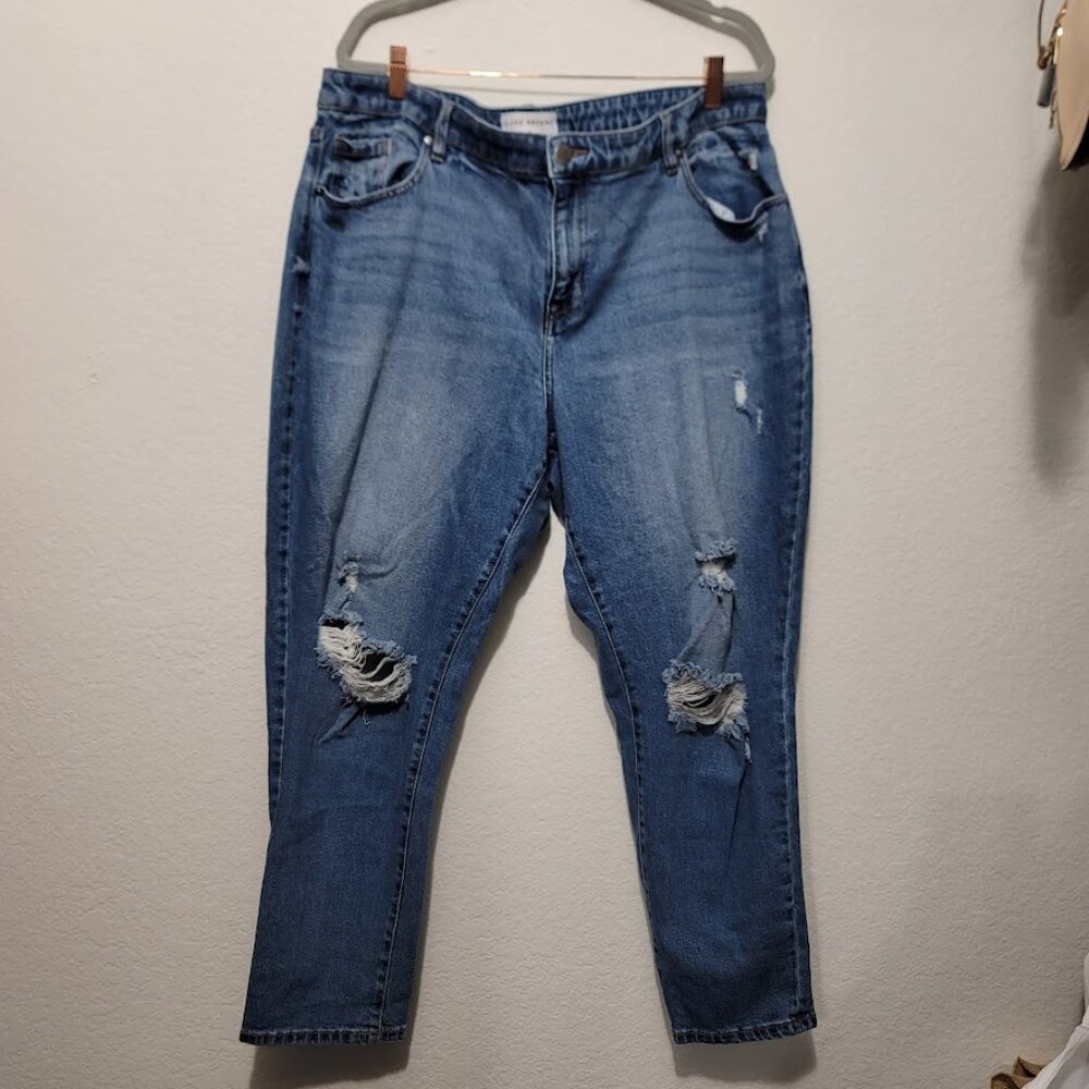 Lane Bryant Light Denim Signature Fit Flex Waistband Mid Rise Boyfriend Jeans 16